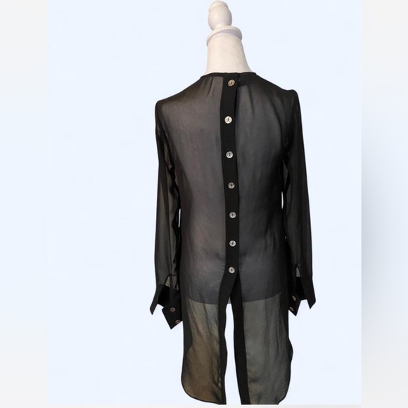 Abi Ferrin Black Sheer Draped Blouse - Picture 3 of 3